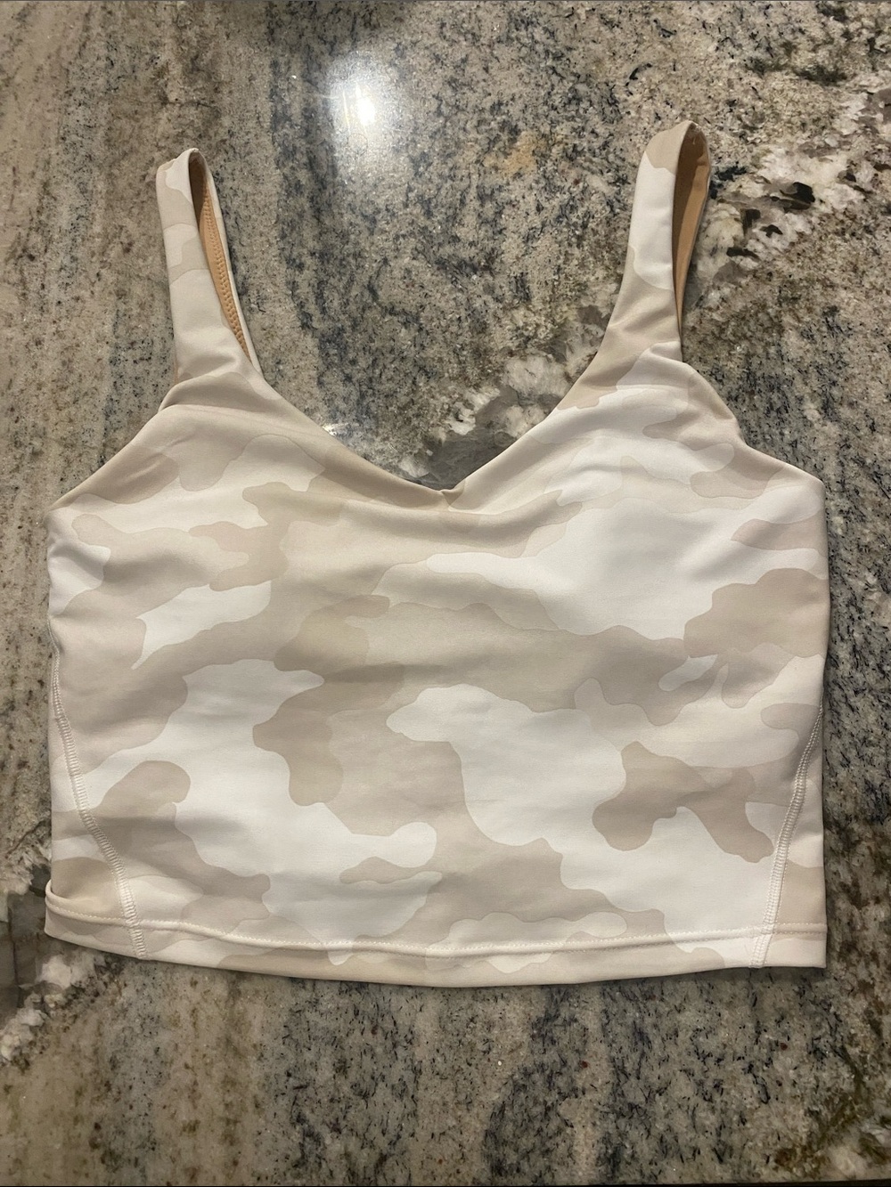 Old Navy Light Beige Camo V-Neck Cropped Camisole